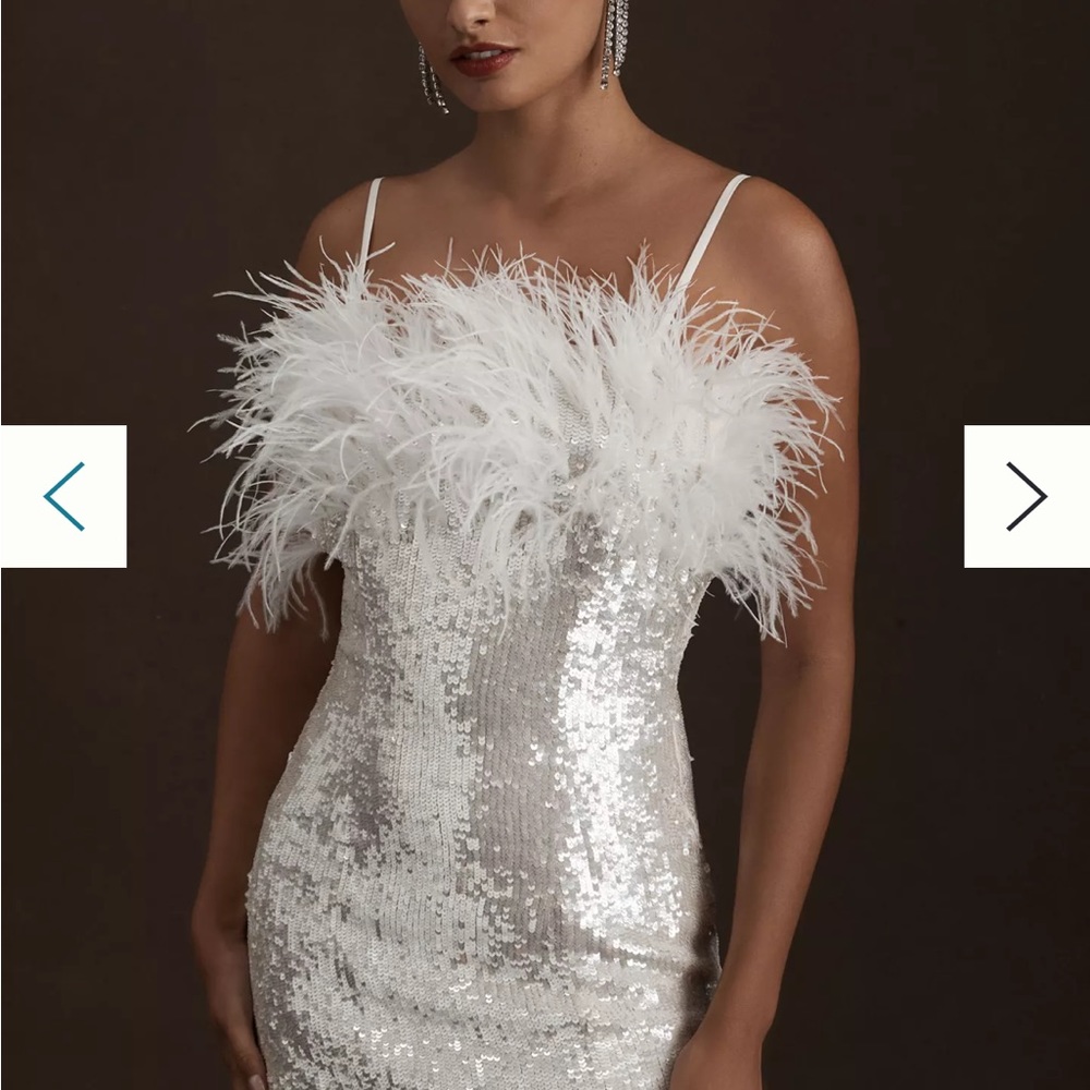Audrey Adele Adelaide Feather & Sequin Mini Dress, Anthropologie BHLDN NWT